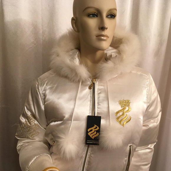 SUPER RARE FIND vintage y2k ROCAWEAR jacket with genuine fox fir trims! - Picture 1 of 16